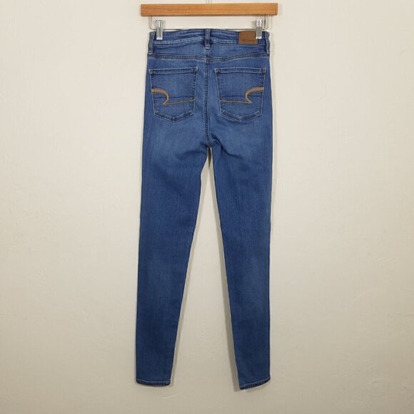 American Eagle Super Hi-Rise Jegging Super Stretch Jeans Blue Size 0 - Picture 4 of 7